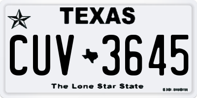 TX license plate CUV3645