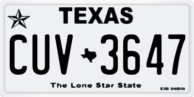 TX license plate CUV3647