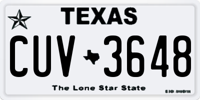 TX license plate CUV3648