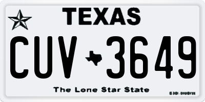 TX license plate CUV3649