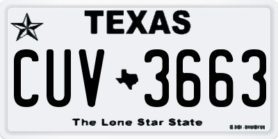 TX license plate CUV3663