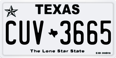 TX license plate CUV3665