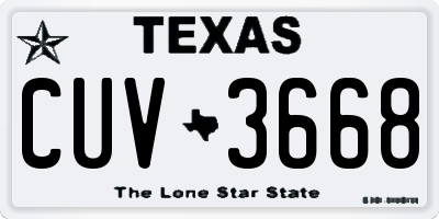 TX license plate CUV3668
