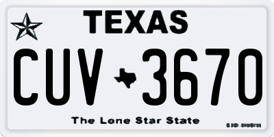 TX license plate CUV3670