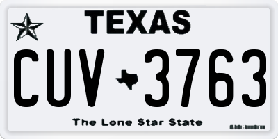 TX license plate CUV3763