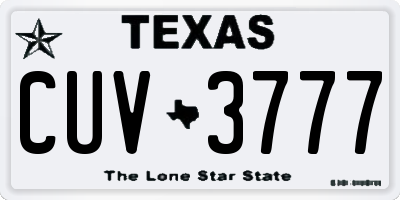 TX license plate CUV3777