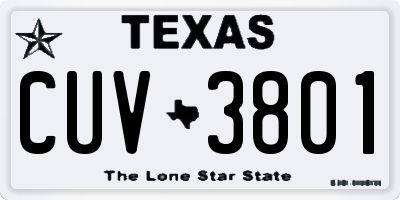 TX license plate CUV3801
