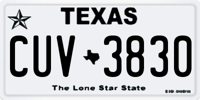 TX license plate CUV3830