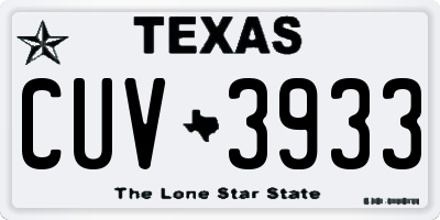 TX license plate CUV3933