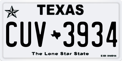TX license plate CUV3934