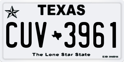 TX license plate CUV3961