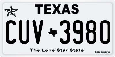 TX license plate CUV3980