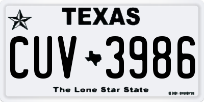 TX license plate CUV3986