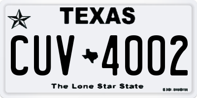 TX license plate CUV4002