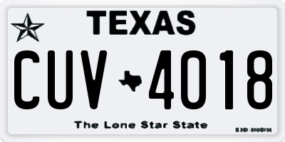 TX license plate CUV4018