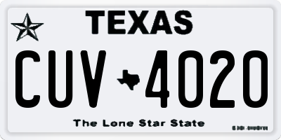 TX license plate CUV4020