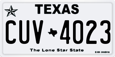 TX license plate CUV4023
