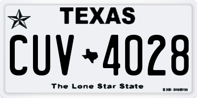 TX license plate CUV4028