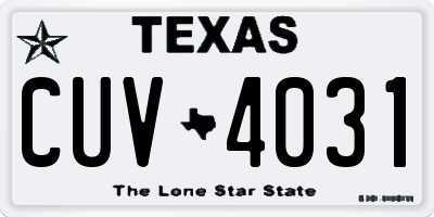 TX license plate CUV4031