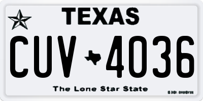 TX license plate CUV4036