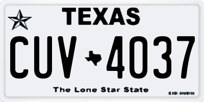 TX license plate CUV4037