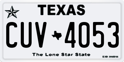 TX license plate CUV4053