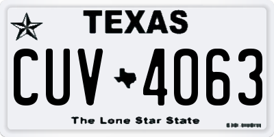 TX license plate CUV4063