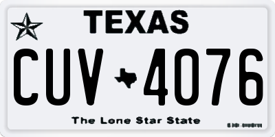 TX license plate CUV4076