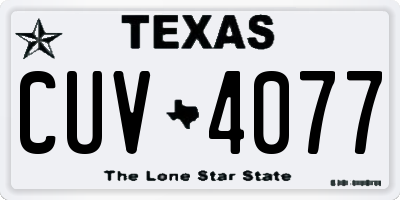 TX license plate CUV4077