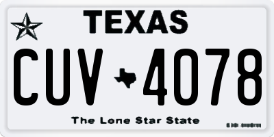 TX license plate CUV4078