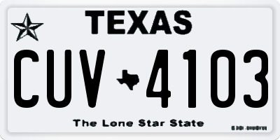 TX license plate CUV4103