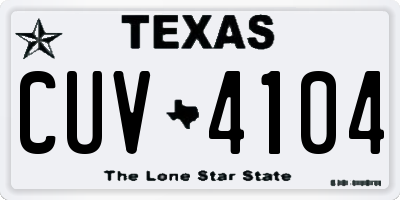TX license plate CUV4104