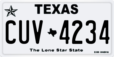 TX license plate CUV4234