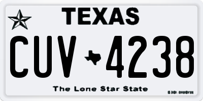 TX license plate CUV4238