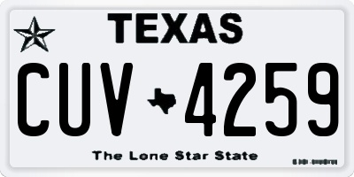 TX license plate CUV4259