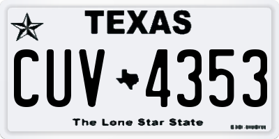 TX license plate CUV4353