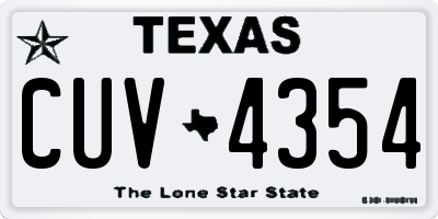 TX license plate CUV4354