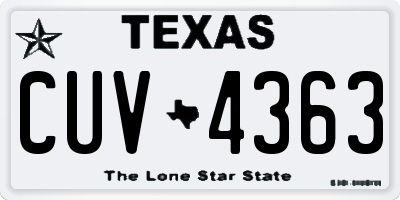 TX license plate CUV4363