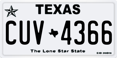 TX license plate CUV4366