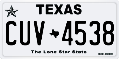 TX license plate CUV4538