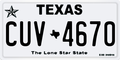 TX license plate CUV4670