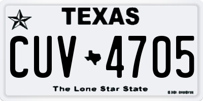 TX license plate CUV4705