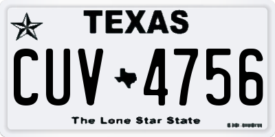 TX license plate CUV4756
