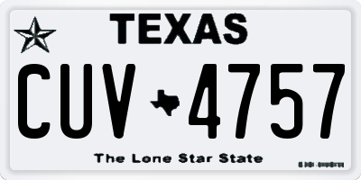 TX license plate CUV4757