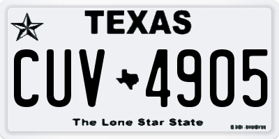 TX license plate CUV4905
