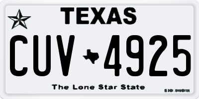 TX license plate CUV4925
