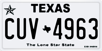 TX license plate CUV4963