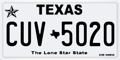 TX license plate CUV5020
