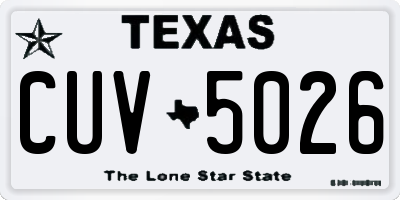 TX license plate CUV5026