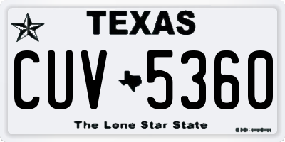 TX license plate CUV5360